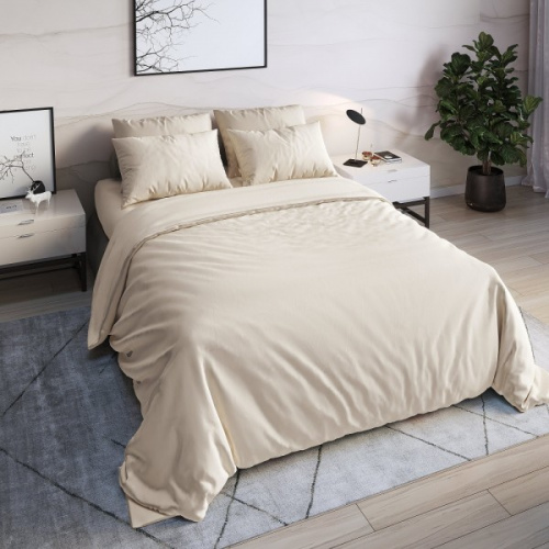 КПБ САТИН Бежевый 100% хлопок